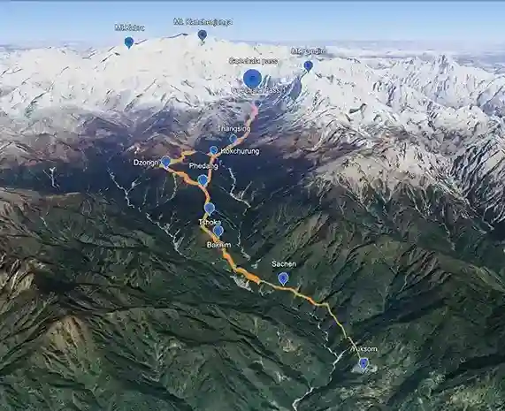 goechala pass trek map